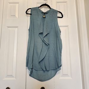 Harve Benard dressy sleeveless linen look aqau top size L